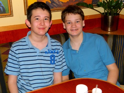 Nick and Alex at their post-ceremony lunch.